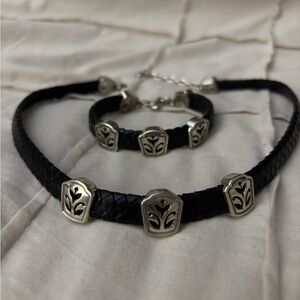 Brighton Black and Silver Choker and Bracelet- Rare pieces